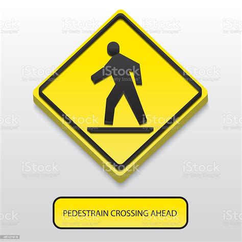 3d Pedestrian Crossing Ahead Sign Stock Illustration Download Image