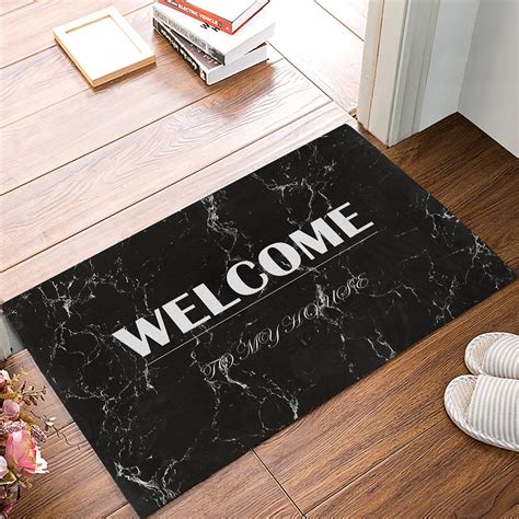 Maybe you would like to learn more about one of these? White Welcome On Black Marble Texture Decorative Pattern ...
