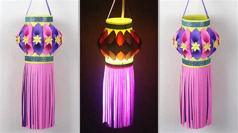 Easy Paper Lantern Making For Diwali And Christmas Decorations How To Make Lamp With Paper
