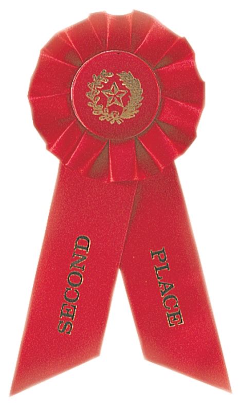 Red 2nd Place Rosette Ribbon California Trophy And Awards