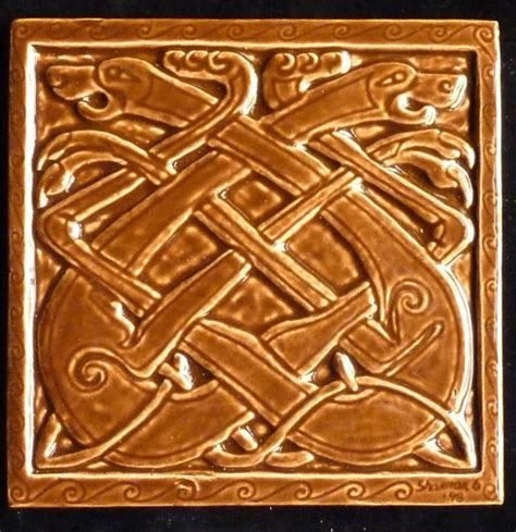 Decorative Handmade Ceramic Tile Decorative Relief Carved Celtic
