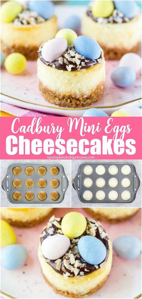cadbury mini eggs cheesecake easter mini cheesecakes topped with chocolate ganache toasted