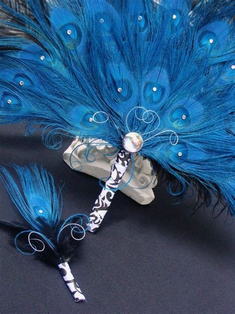 Vibrant Peacock Feather Fan In Your Choice Of Colors 12500 Via Etsy