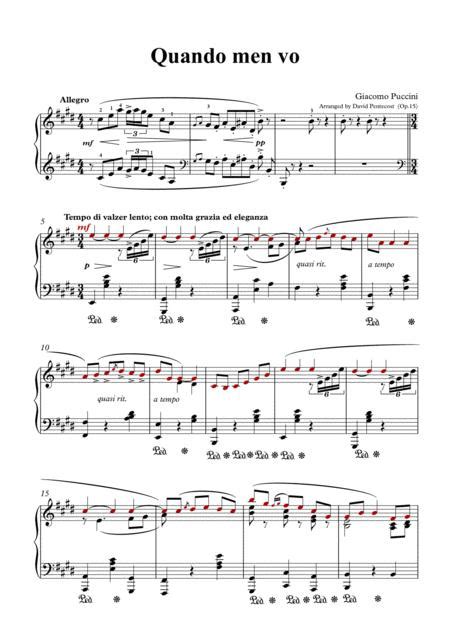 Quando Men Vo Arr Opus 15 By Giacomo Puccini 1858 1924 Digital