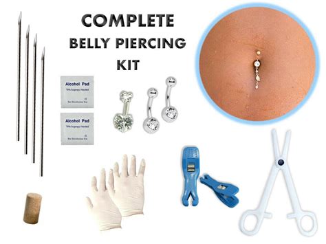14 Pcs Complete Belly Self Piercing Kit Including Belly Rings Etsy