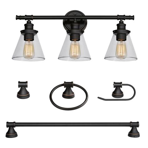 Ceramic tile is great for shower and bathtub walls because it can stand up to the constant moisture that showers receive. Globe Electric Parker 3-Light Oil Rubbed Bronze 5-Piece ...
