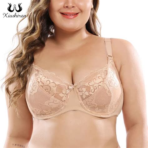 Xiushiren Womens Lace Bra Full Support Lager Bosom See Through