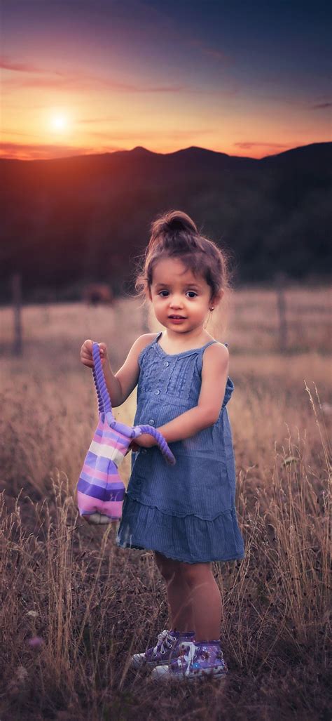 Cute girl Wallpaper 4K, Cute kid, Adorable, Field, Sunset, Cute, #1220