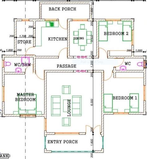 Simple 3 Bedroom Design 1254 B Bedroom House Plans House Floor