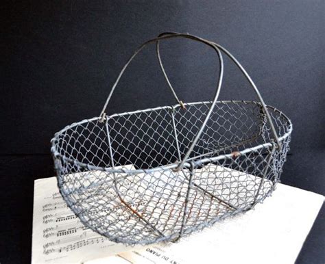 Large Antique French Rustic Wire Oyster Fishing Basket Etsy French