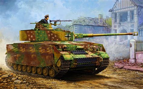 Download Wallpapers Panzer Iv Artwork German Battle Tank Wwii