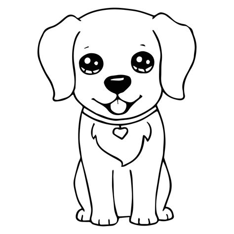 Kids Coloring Pages, Cute Dog Character Vector illustration EPS And