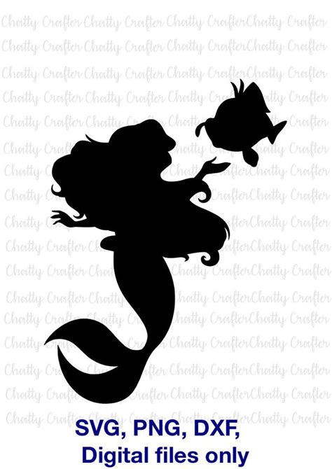 Ariel And Flounder Mermaid Silhouette Svg Pngdxf By