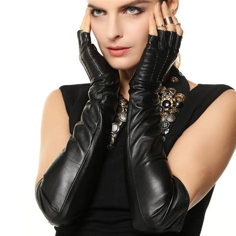 warmen ladies opera long half finger fingerless soft nappa leather gloves in women s gloves