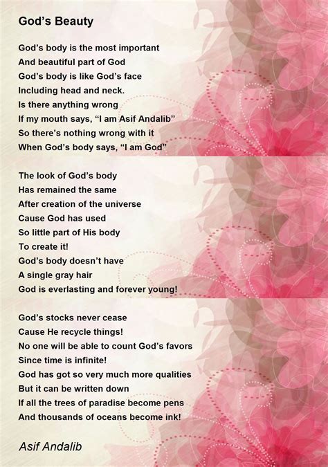 Gods Beauty Poem By Asif Andalib Poem Hunter Comments