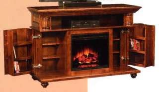 Oak, cherry, maple, poly, elm, cedar, walnut, hickory, pine Amish Wood Plasma TV Stand Media Electric Fireplaces