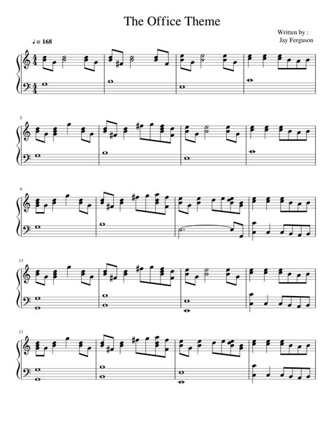 Solo piano with optional cello. The Office Theme sheet music for Piano download free in ...
