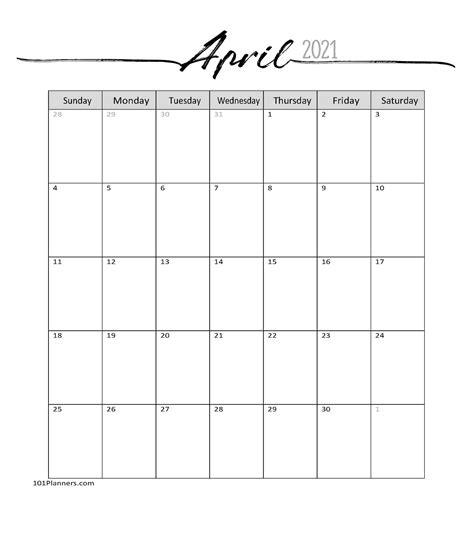 Free April 2021 Calendars 101 Different Designs And Borders