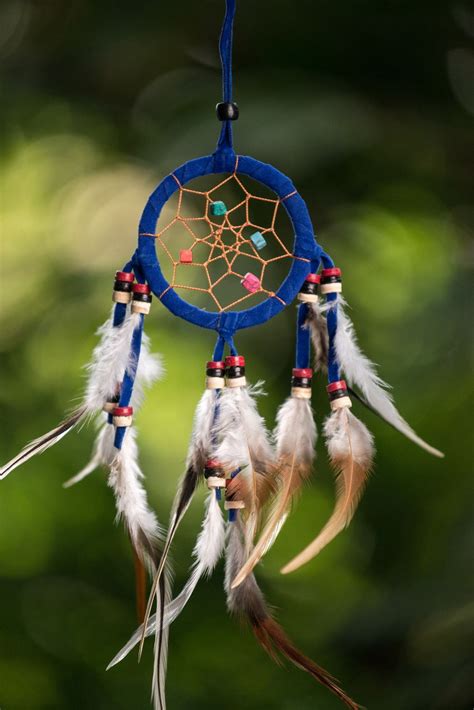 Hand Made Small Dream Catchers With Feathers Royal Blue Small Dream