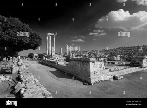 The Roman Temple Of Hercules In The Citadel Amman City Jordan Middle