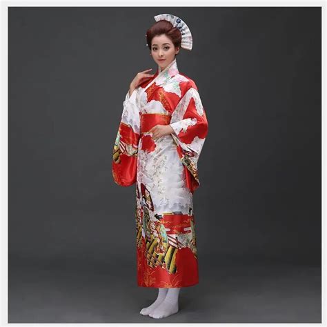 Aliexpress Com Buy Red Traditional Japanese Evening Dress Women Kimono Silk Yukata With Obi