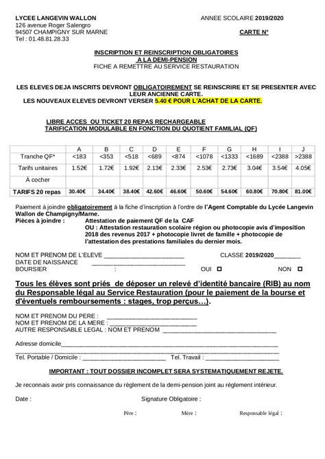 PDF BULLETIN D INSCRIPTION Année scolaire 2016 2017 PDF Télécharger