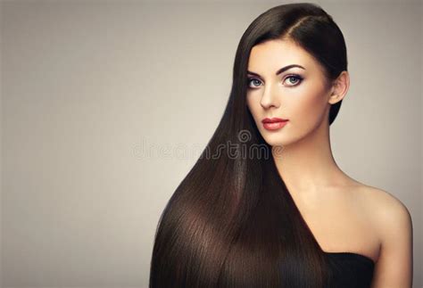 Beautiful Woman With Long Smooth Hair Stock Image Image Of Elegant