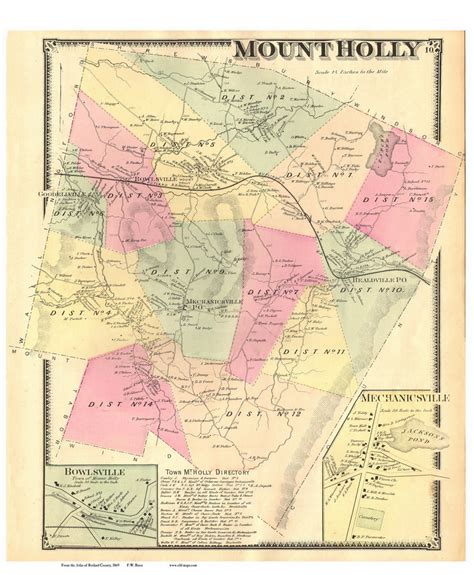 Mount Holly Town Bowlsville And Mechanicsville Villages Vermont 1869
