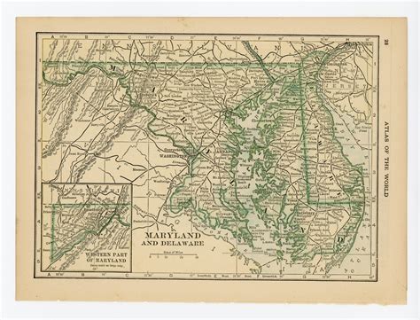 1911 Pennsylvania Map On One Side And Maryland And Delaware Map On One