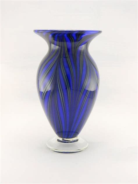 Hand Blown Art Glass Vase Bright Tropical Lapis Blue Etsy Art Glass Vase Glass Art Hand Blown