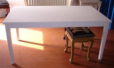 Antique white rectangular leg dining table-Lustyhome Limited