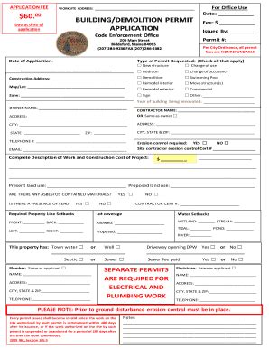 Fillable Online Demolition Permit Application Form Fillable Fax Email