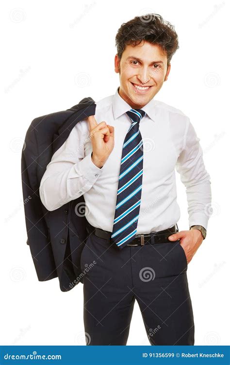 Business Man Holding Jacket Over His Shoulder Stock Image Image Of