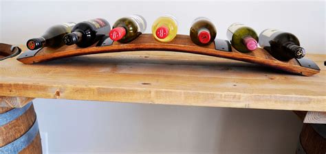 Barrel Stave Wine Rack 7 Bottle Holder Made From Retired Oak Etsy