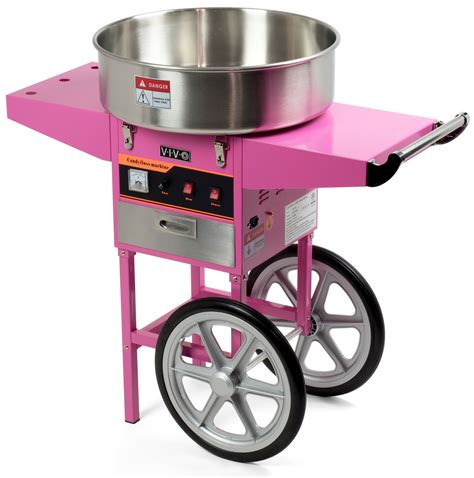 Electric Commercial Cotton Candy Machine Floss Maker Pink Cart Stand