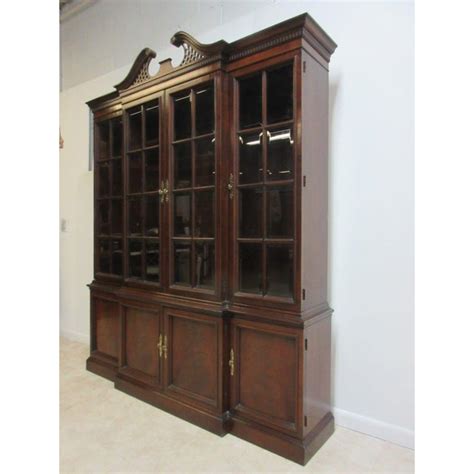 Antique curio walnut burl chippendale china hutch cabinet buffet 1840's. Hickory Chair Co. Mahogany Chippendale China Cabinet ...