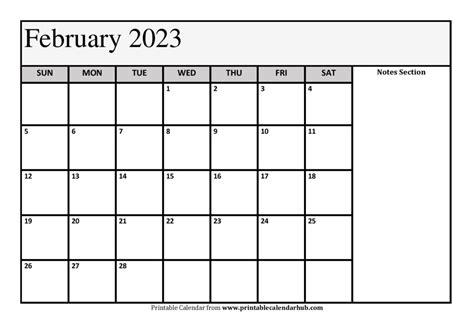 February 2023 Calendar Printable Free Templates In Pdf Word Excel