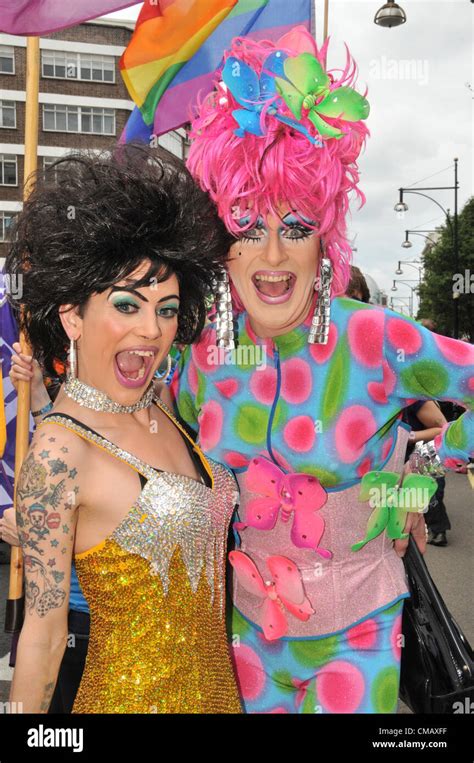 London Uk 7th July 2012 Two Drag Queens At World Pride Day 2012