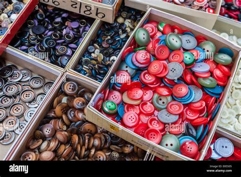 Flea Market Boxes Of Buttons Treasures In The Street Market Colorful