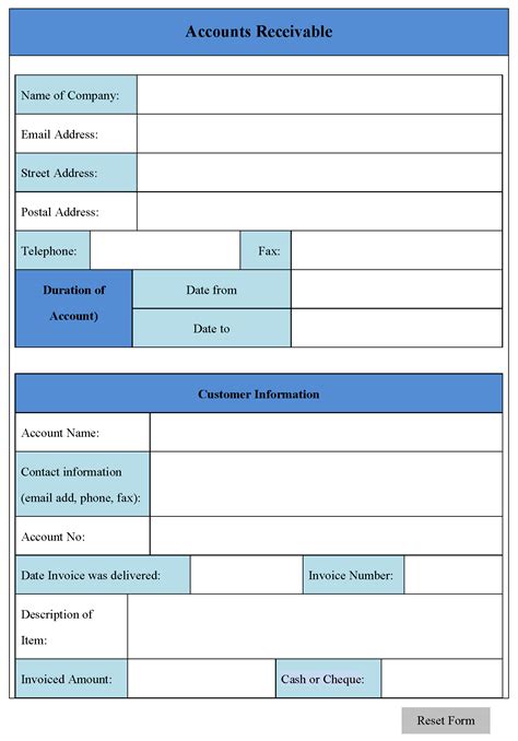 Free Printable Accounts Receivable Forms Printable Templates