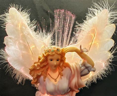 Vintage Angel Figurine Statue Fiber Optic Music Box Ebay
