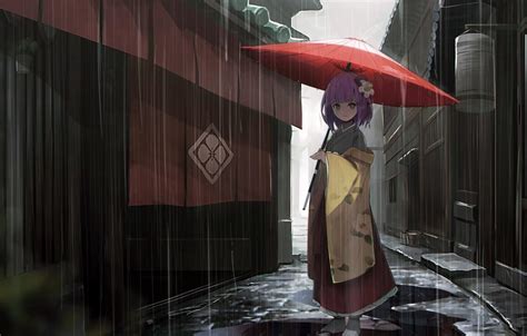 Anime Girl Umbrella Rain Wallpaper Anime Wallpaper Hd