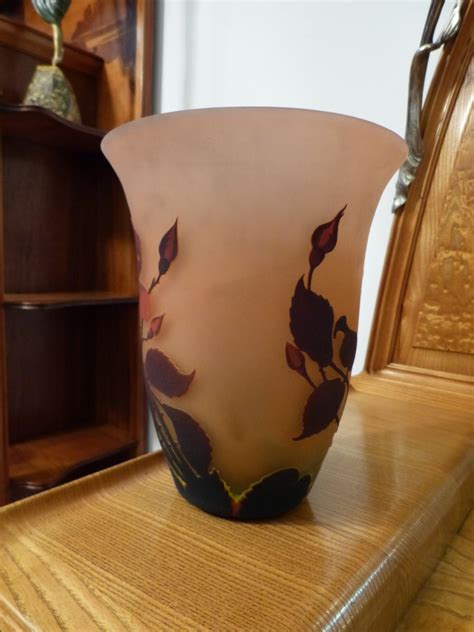 Müller Frères Lunéville Art Nouveau Vase Engraved With Rose