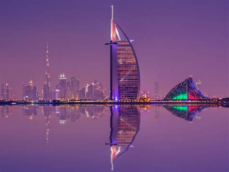 Wallpaper Burj Al Arab Luxury Hotel Cityscape Night City Lights