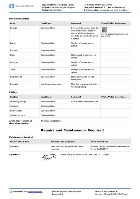 The result is a clean template which you can use for your home inspectionreports. Property Inspection Report Template (Free And Customisable ...