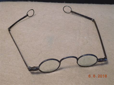 antique double hinged folding metal eyeglasses spectacles w large finial rings antique price