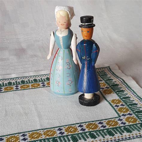 vintage swedish folk art miniature wooden dolls they are both etsy