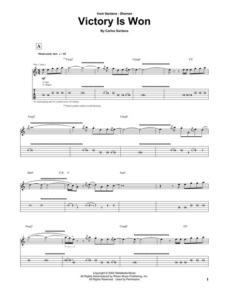 Victory Is Won Guitar Tab Print Sheet Music Now