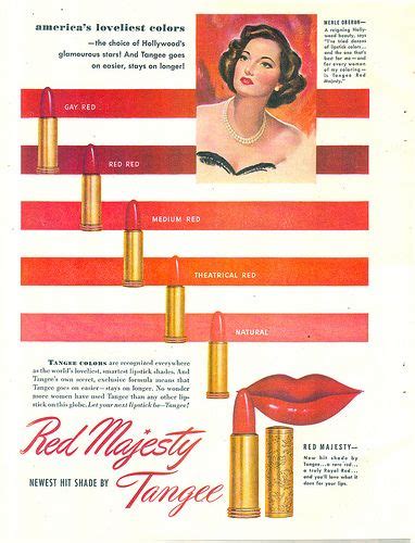 An Elegant 1940s Ad For Tangee Lipstick Showing A Spectrum Of Shades