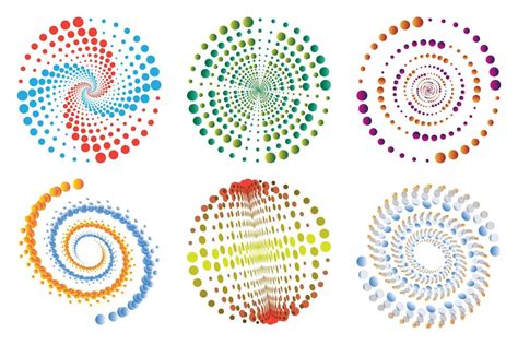 Set Of Spirals Design Elements Dotted Abstract Patterns Spiral Swirl